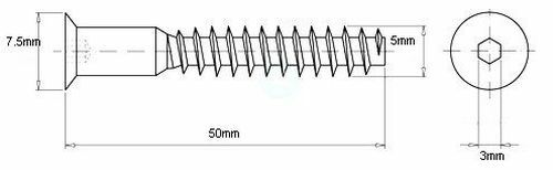 TERF Confirmat Screws 5.0 X 50mm – Pozi Funnel Head, Zinc Plated, Pack Of 50 For Flat Pack Furniture