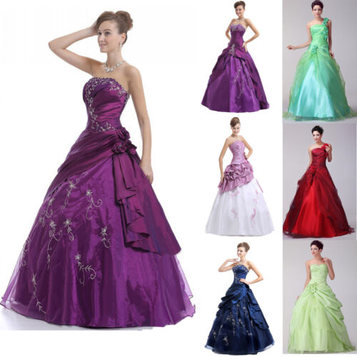 Prom Quinceanera Party Evening Bridesmaid Dress Wedding Ball Gown Stock Sz 6-16 - Picture 1 of 22