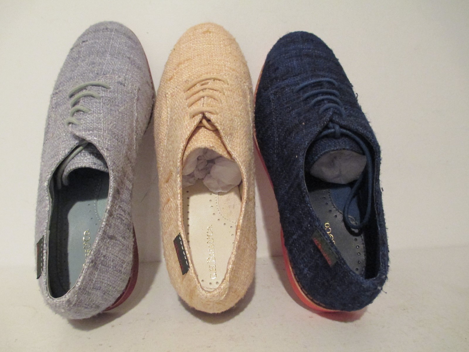 SAOLA Scarpe Oxford Bass Donna Ely 2 Valencia Tessuto Stringate Osso Lt. Blu Navy Tg 6