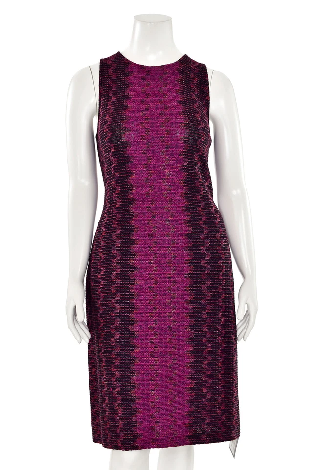 Vestido Vaina Tejido a Rayas St. John Knits Ombre en Rosa Oscuro/Negro talla 14 Foto 2 de 4