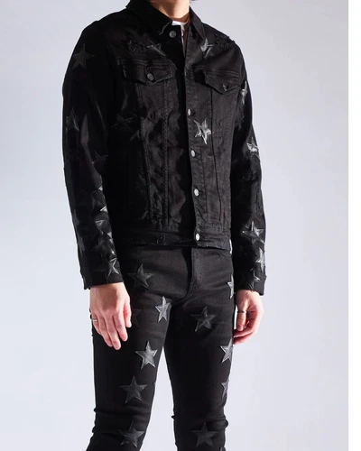 Embellish Denim By Design Black With Black Stars Jacket Size XL NWT - product listing photo