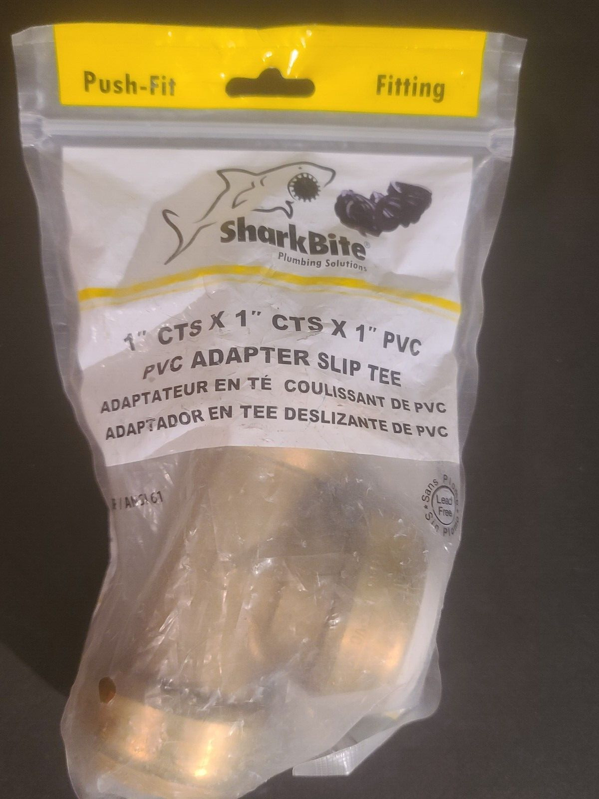 SharkBite Brass Fitting 1" PVC x 1" PVC 1" CTS Slip Tee Push Connect Adapter