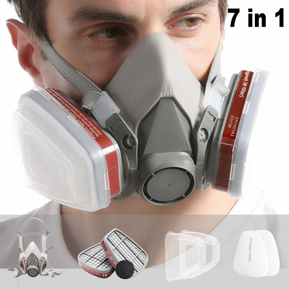 7in1 Half Face Gas Mask 6200 Respirator Safety Protect Painters