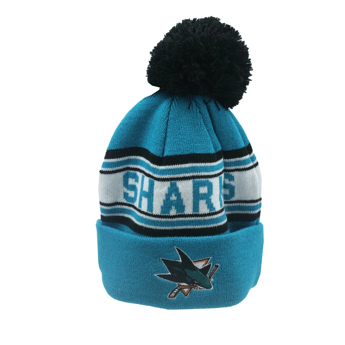 San Jose Sharks NHL Reebok Youth Boys (8-20) Cuffed Pom Knit