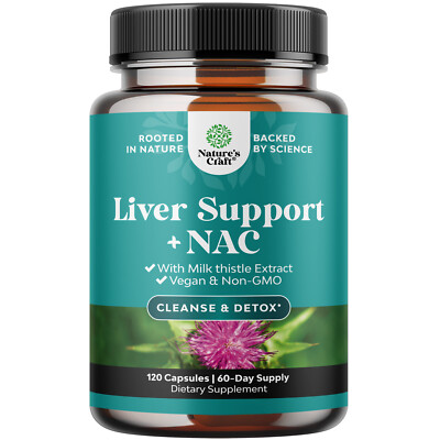 Liver Support NAC Supplement with Milk Thistle Extract - Herbal Detox 120ct