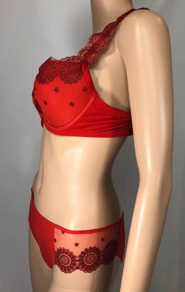 Новый с Ярлыками La Perla женское белье красный на косточках бюстгальтер пуш-ап сетки 2 изделия Sz M 38 B - Изображение 4 из 4