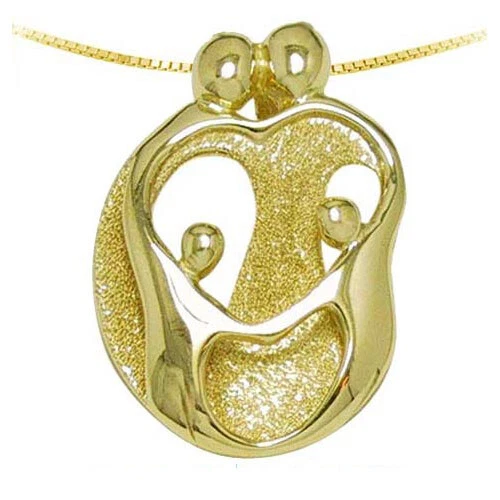 Loving Family Necklace 14K Yellow GOLD 2 Parents 2 Children Mother s Pendant