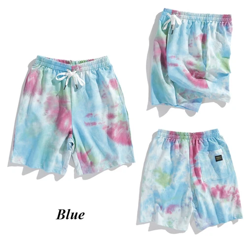 Men Tie Dye Shorts Casual Cotton Blend Loose Half Pants Streetwear Bottoms - Bild 9 von 29