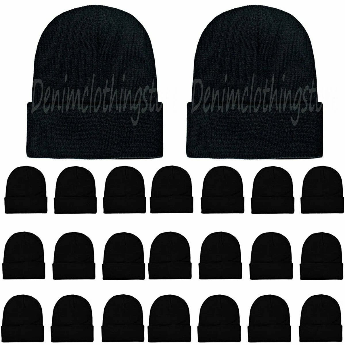 12 Beanie Knit Hat Men Women Winter Warm Cap Slouchy Solid Black Skull Ski Lots