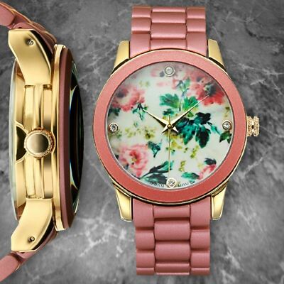 Gold Floral Crystal Women\'s Fashion Watch - Pink Strap Guess Women main image 2