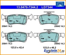 Brake pad set, disc brake ATE ceramic ATE 13.0470-7344.2