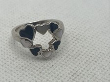 925 Sterling Silver Real Mother-of-Pearl Heart Design Ring Size 9