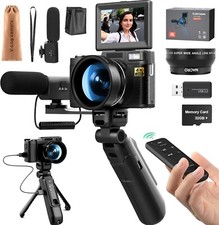 Digital Camera 4k 48MP Content Creator Kit W/ Tripod Memory Card Remote Control