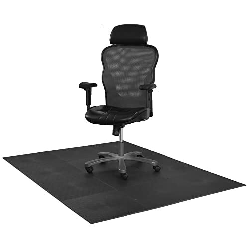 - Premium Modular Desk Chair Mat for Carpet and Hard Flooring, Heavy Black