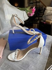 Stuart Weitzman Nunakedstraight Shine White W/Pearl Heels US7,5/EUR38/ 525