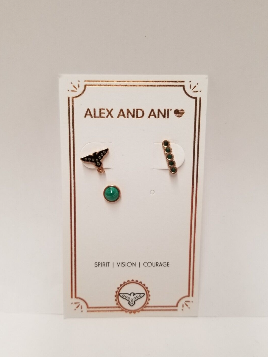 Alex And Ani Three Piece 14k Rose Gold Plated Silver Eagle Earrings