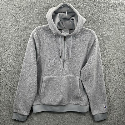 Champion Hoodie Mens Small Gray Sweatshirt Deep Pile Fleece