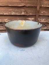 Antique Cast Iron Black Enamel Gypsy Fireplace Cooking Pot Pan Garden Planter