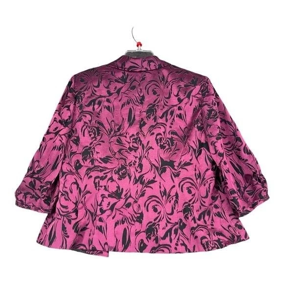Alex Evenings 1X Chaqueta Formal Rosa Negra Estampado de Pergamino Noche Fiesta Evento Forrada Foto 2 de 4