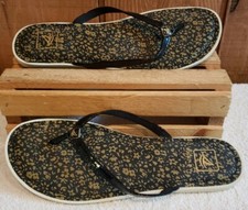 Sperry Top-Sider Flip Flop Thong Padded Sandals Golden Flowers Women Sz 9.5 M