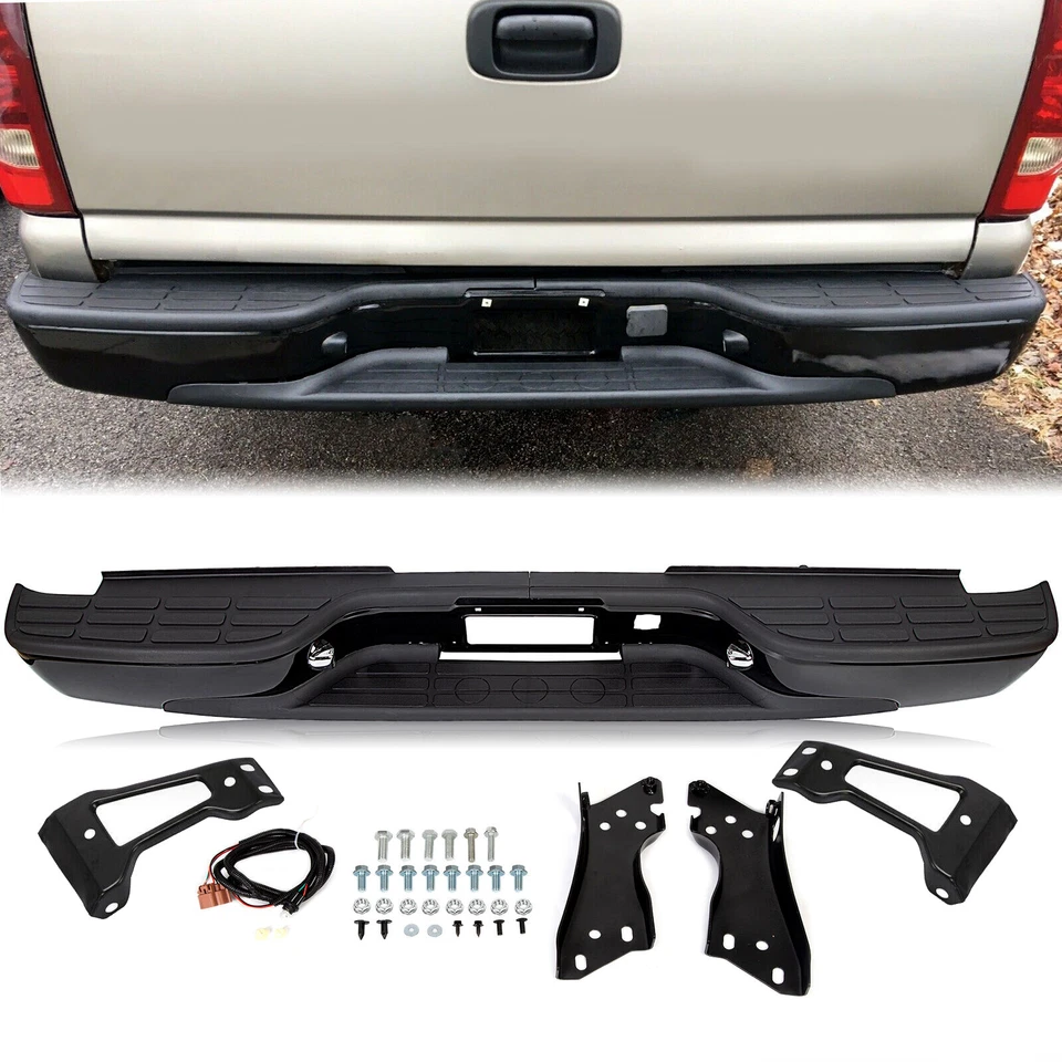 Rear Step Bumper Assembly Black For Chevy Silverado GMC Sierra 1500 2500 99-07 - Image 3 of 4