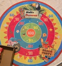Aloha Hawaii Theme Double Sided Dart Board Game 8 Darts 16 Stick Balls
