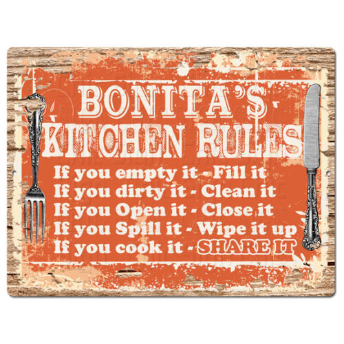 PPKR0509 BONITA'S KITCHEN RULES Chic Sign Home Kitchen Decor Gift ideas - Afbeelding 1 van 1