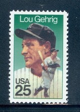 US 2417 Lou Gehrig, Baseball Great, Mint NH, includes new black mount