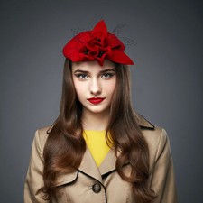 Womens Floral 100 Wool Felt Fascinators Cocktail Party Wedding Hats A044