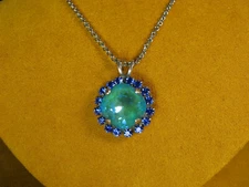 MARIANA JEWELRY NECKLACE SWAROVSKI CRYSTALS BLUE AQUA GREEN PENDANT CHAIN Gift