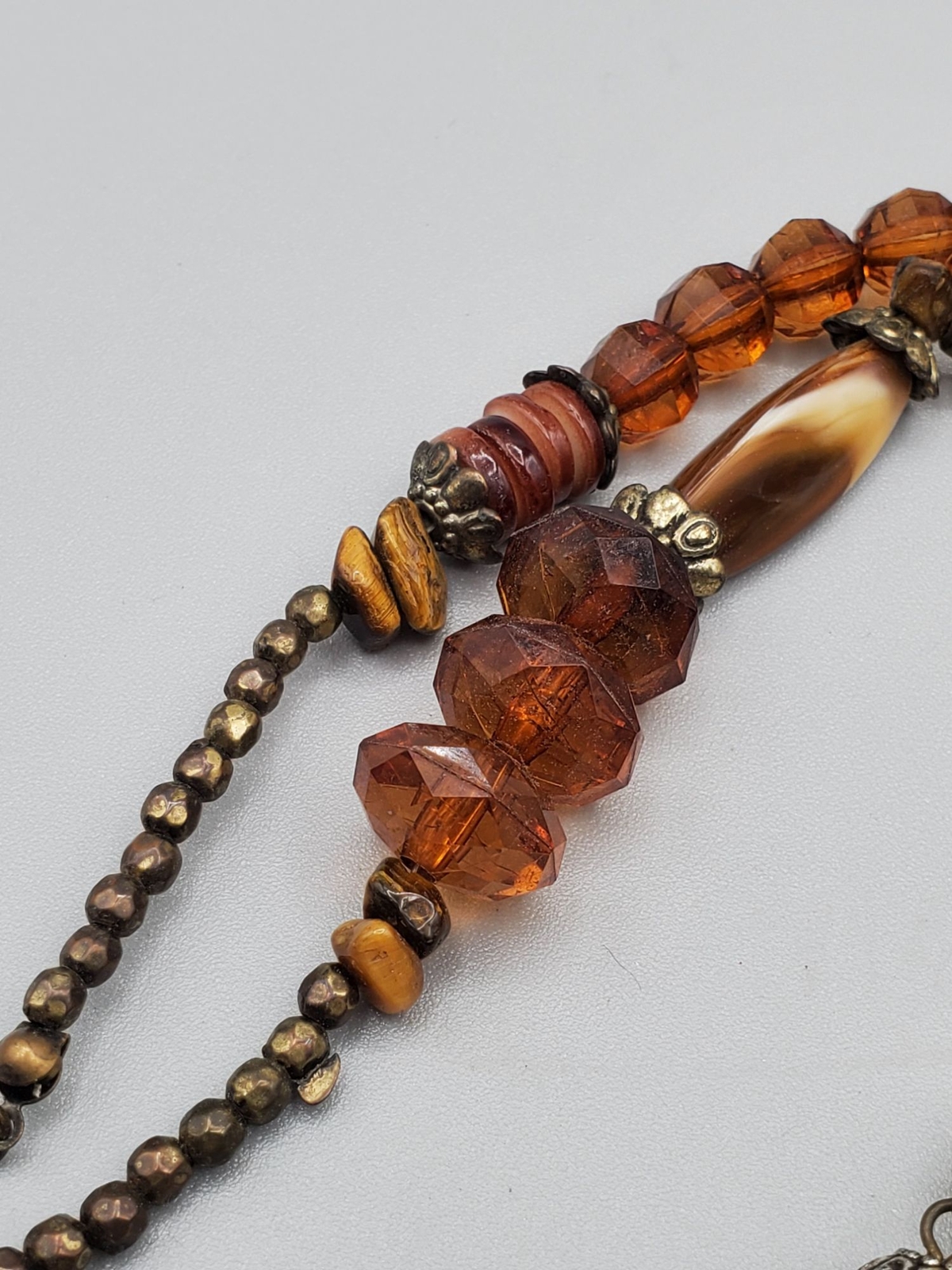 Brown Amber looking color multi shape beaded neck… - image 7
