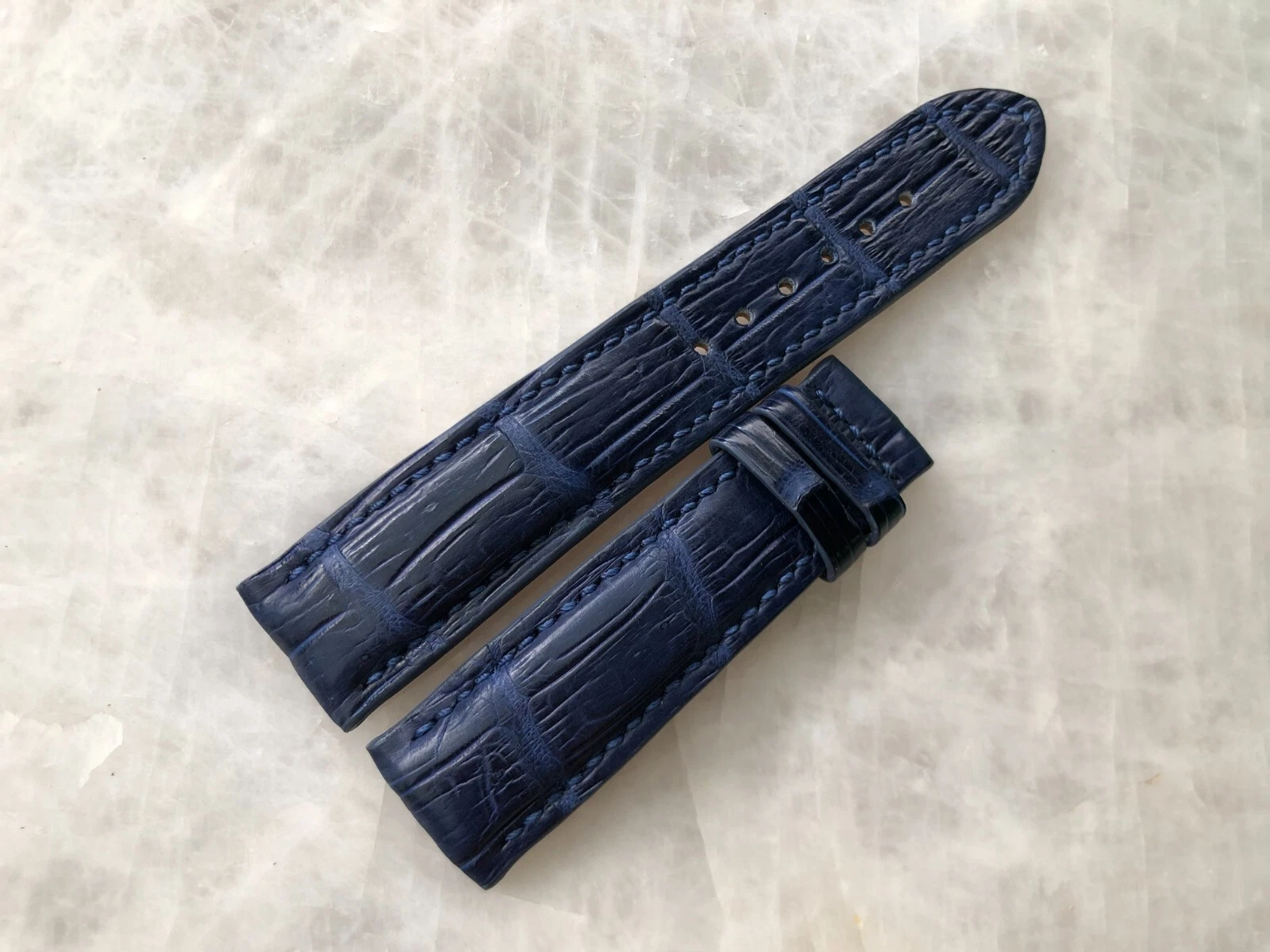 20mm/18mm Blue Alligator Crocodile Embossed Leather Watch Strap Band