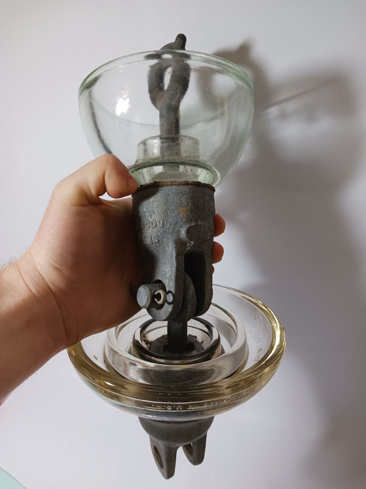Vintage Power High Line Clear Glass Insulator With Hardware And