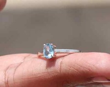 Natural Blue Topaz Ring 925 Sterling Silver Ring Gift Ring November Birthstone