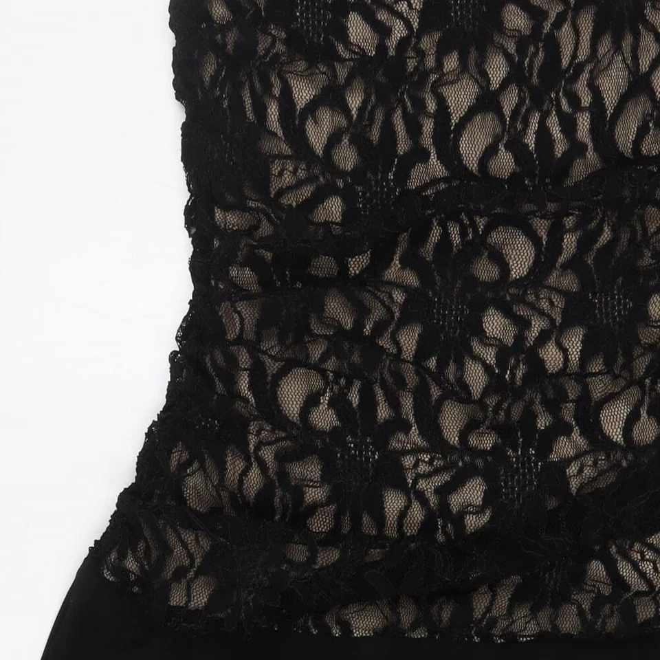 Marina Womens Black Polyester A-Line Size M Cowl Neck - Lace Overlay - Изображение 4 из 4