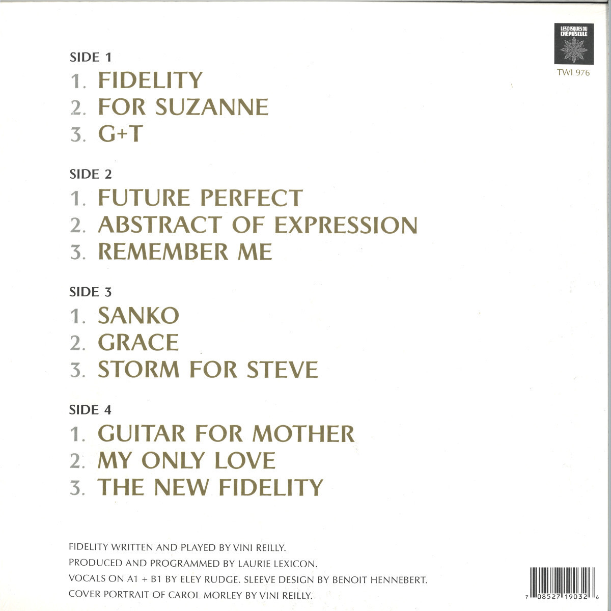 The Durutti Column - Fidelity NEW 2 x LP Vinyl - Ltd to 500