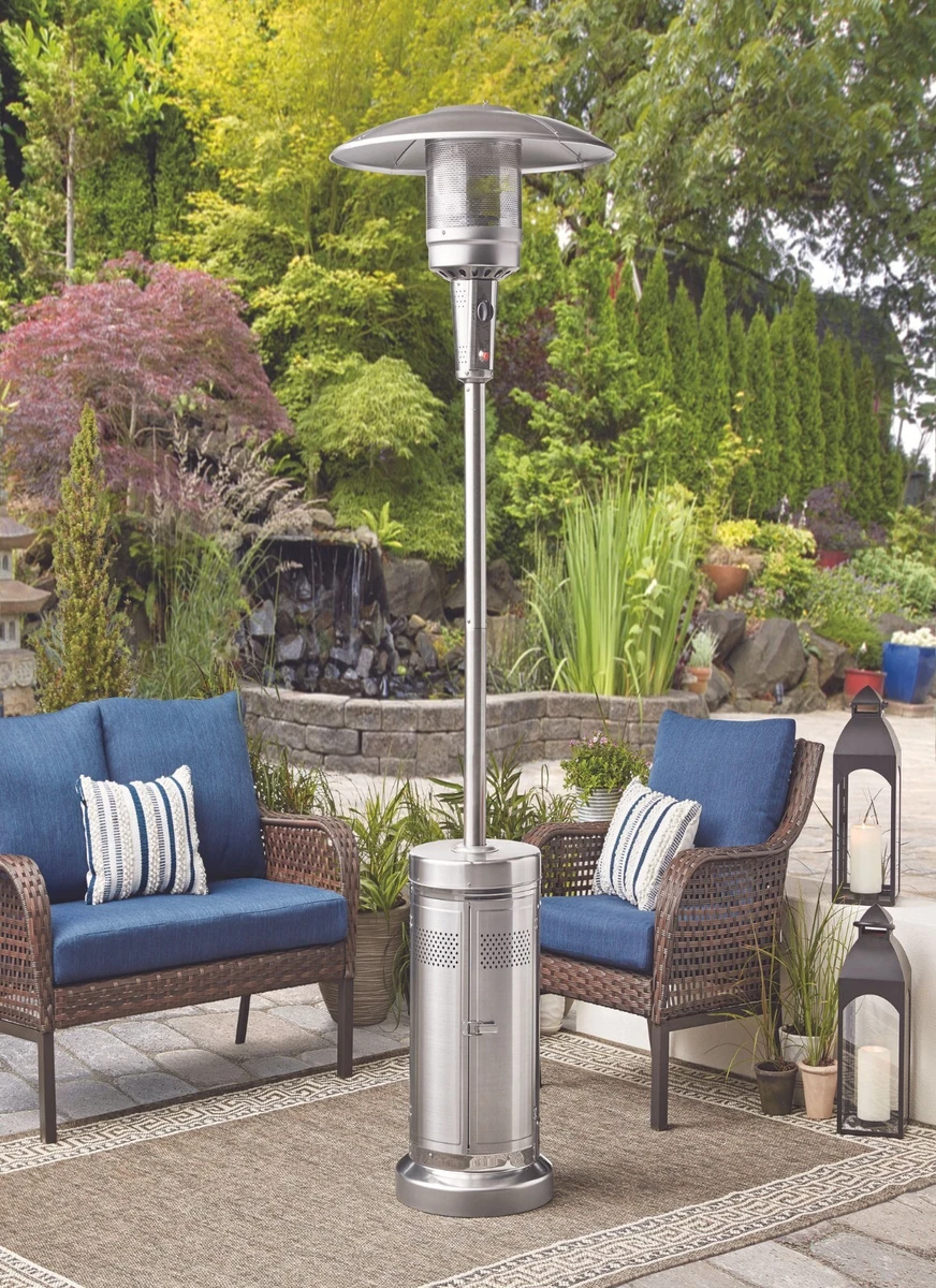 Large Stainless Steel Patio Heater 48,000 BTU Propane Outdoor Heating w/  Wheels | eBay