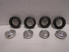 4 ORIGINAL TIRES & WHEELS FOR A.C.GILBERT JAMES BOND 007 MUSTANG RACE CAR