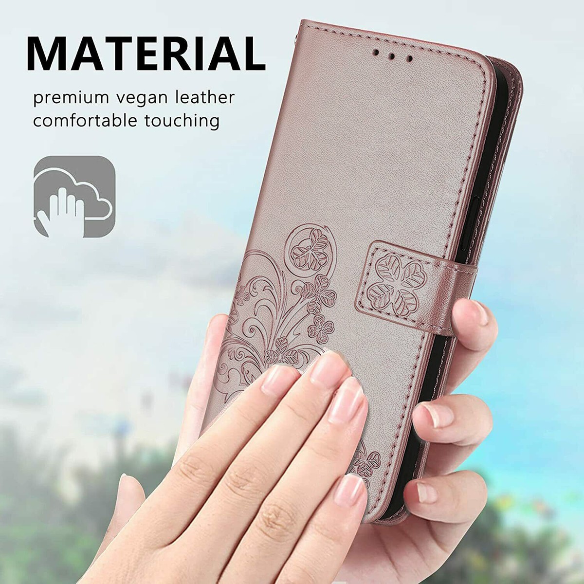 Supdigital GalaxyA21 Wallet Case Flower Embossed Premium PU 