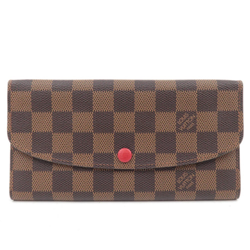 Louis Vuitton Damier Portefeuille Emilie Long Wallet Rouge N63544 Authentic