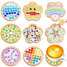 8 Sets Christmas DIY Mosaic Tiles for Crafts Mixed Color Glass Mosaic Kits Xm...