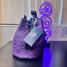 Disney Park Loungefly HAUNTED MANSION Glow Wallpaper Drawstring Bucket Bag Purse
