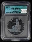 1874 $1 US Silver Trade Dollar Proof Coin - Violet Toning - ICG PR 62 - B5840