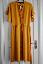 Boohoo Plus Belted Button Down Mustard Yellow Midi Dress UK 24
