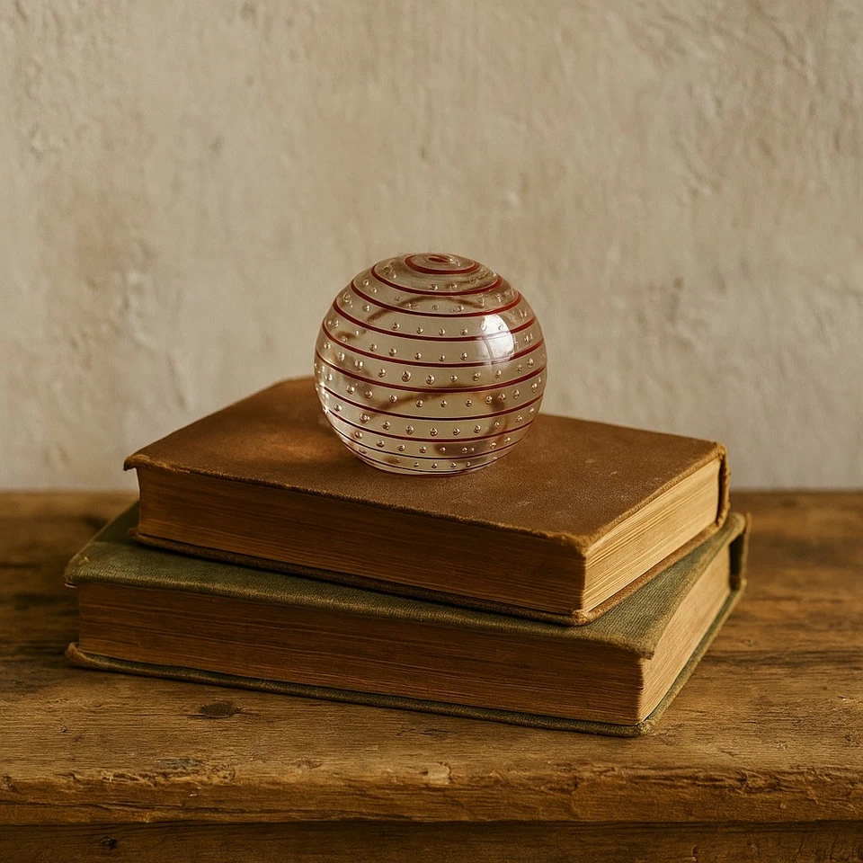 Vintage KSU brown Swirl & bubbles Glass Paperweight Handblown Art Glass - Image 3 of 4
