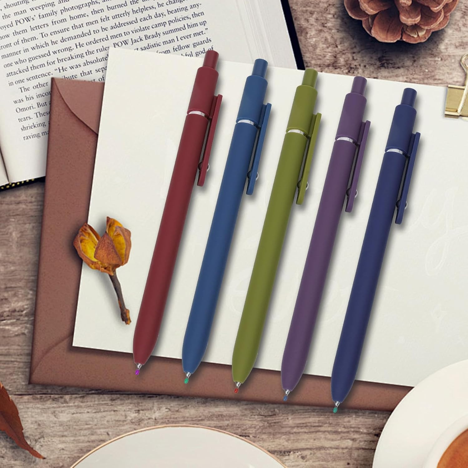 Gel Pens 5 Pcs 0.5mm Quick Dry Black Ink Smooth Writing Retractable Pen Set