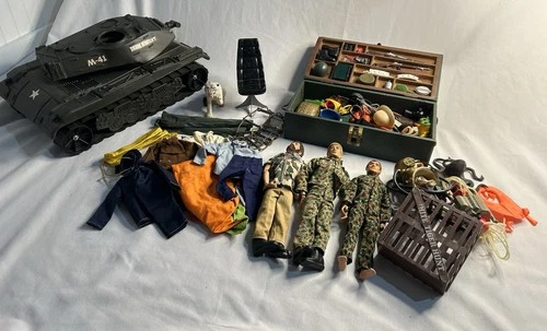 HUGE!!!! Vintage G.I. Joe Lot w/ Dolls, Clothing, Accessories, Tank, Storage Box