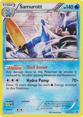 Samurott Holo Rare Legendary Treasures 39/113 Heavily Played