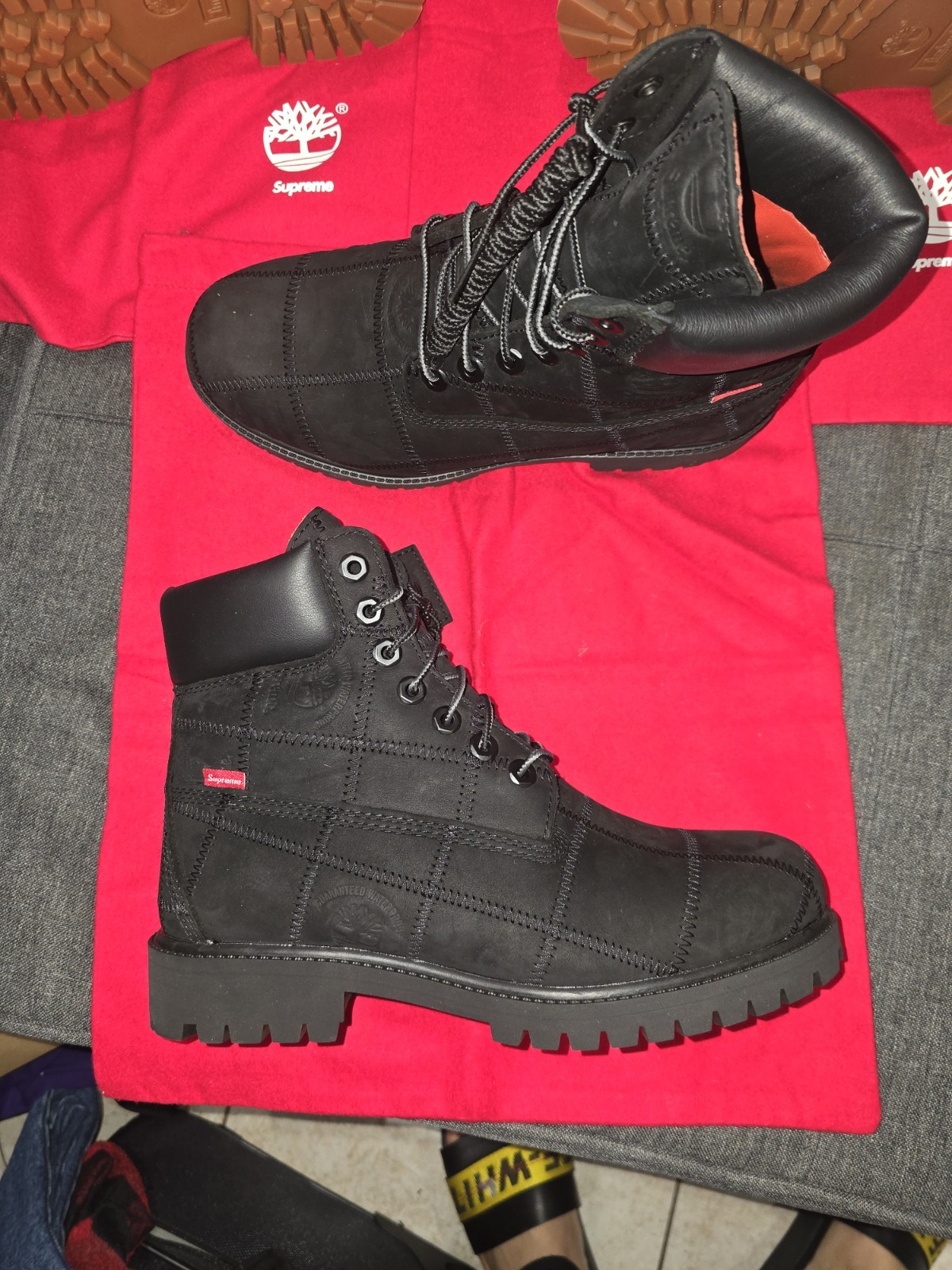Supreme × Timberland Patchwork 6 Inch Premium Boot Black Size 8M In Hand image 6