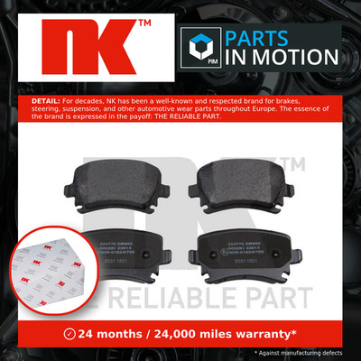 Brake Pads Set fits SKODA YETI 5L Rear 1.8 2.0D 2009 NK 1K0698451 1K0698451D New